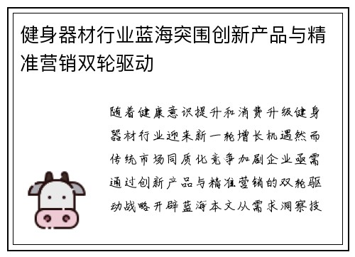 健身器材行业蓝海突围创新产品与精准营销双轮驱动